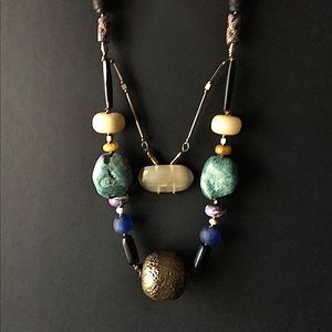 Handcrafted Brass & Mixd Stone Turquoise Necklace